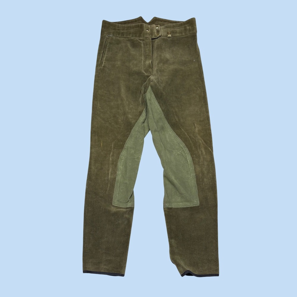 Golden Dress Vintage Corduroy Riding Breeches Olive Green Equestrian Pants 31W